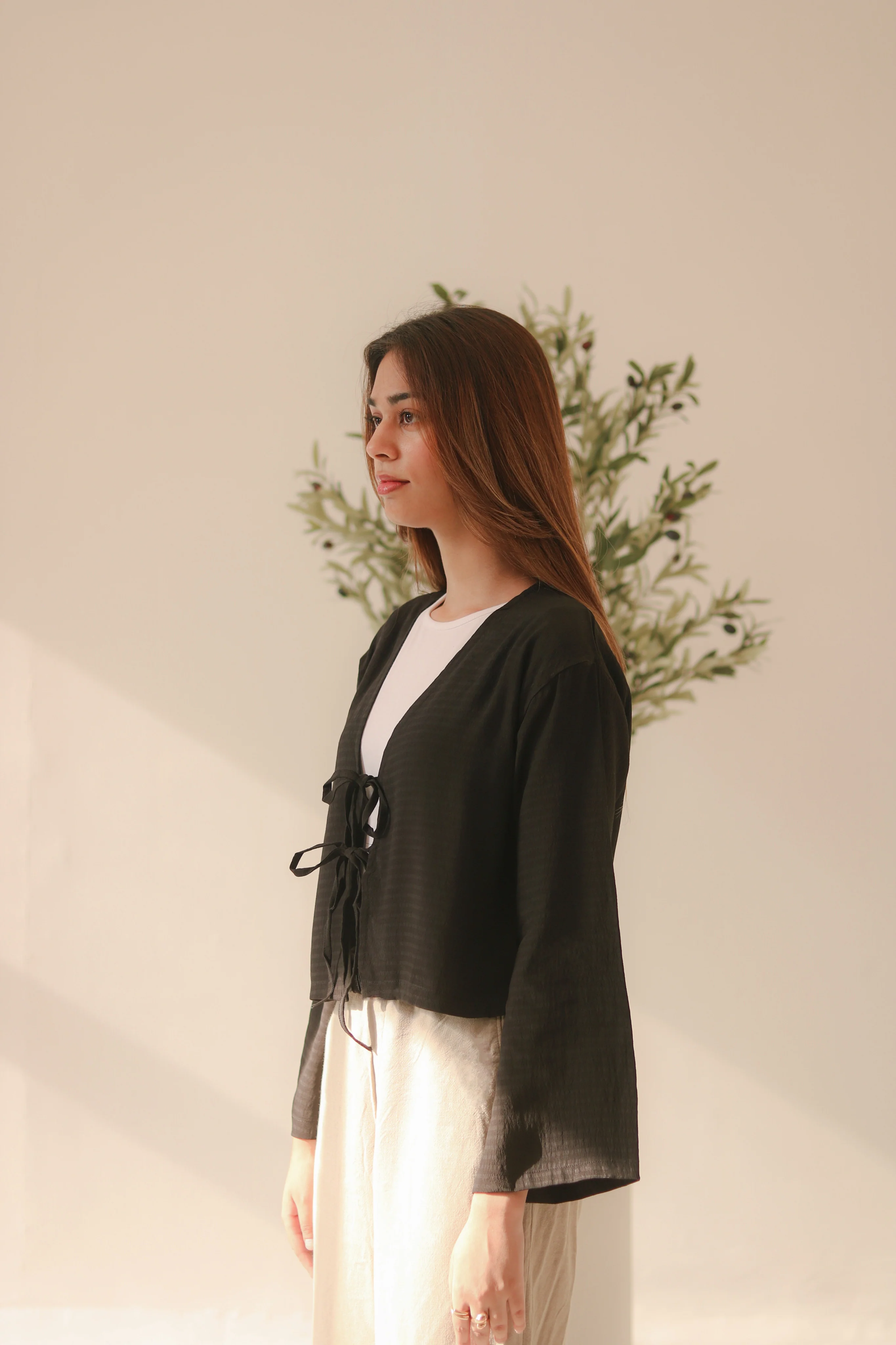 Black Front Double Tie Coverup Top - Image 3