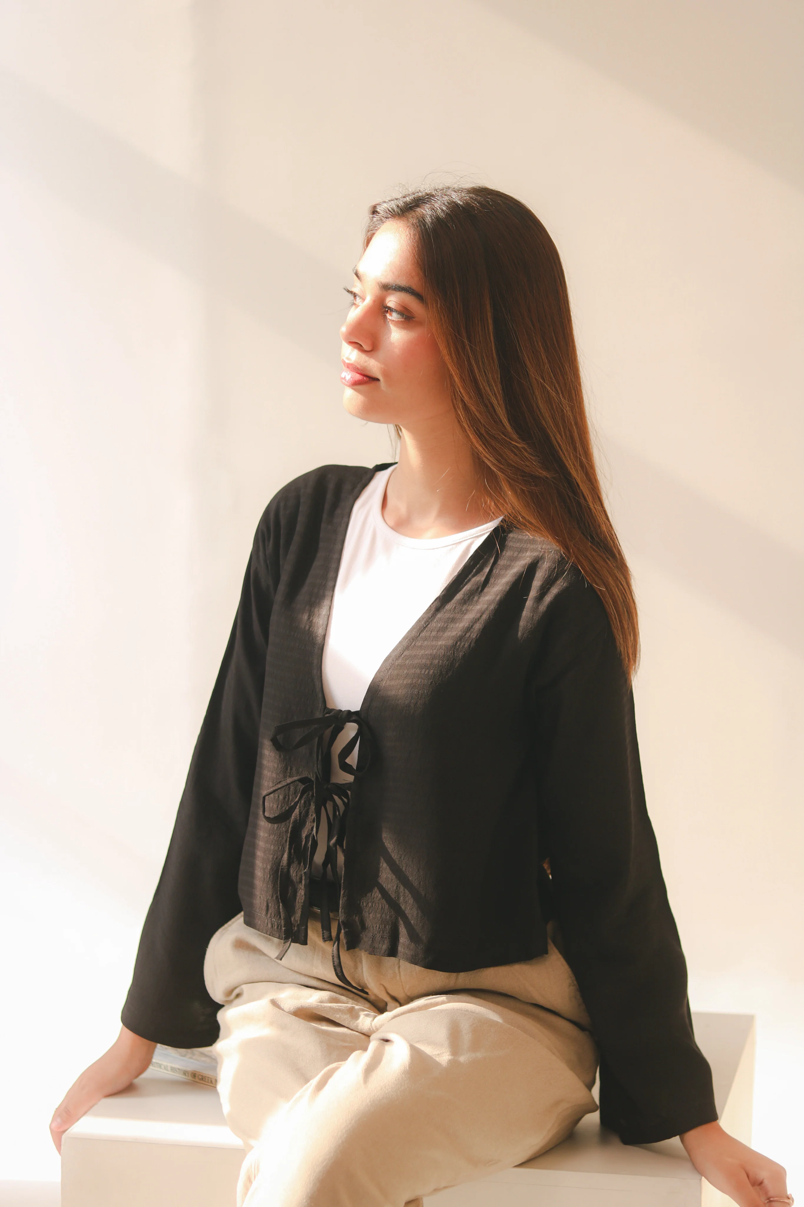 Black Front Double Tie Coverup Top - Image 5