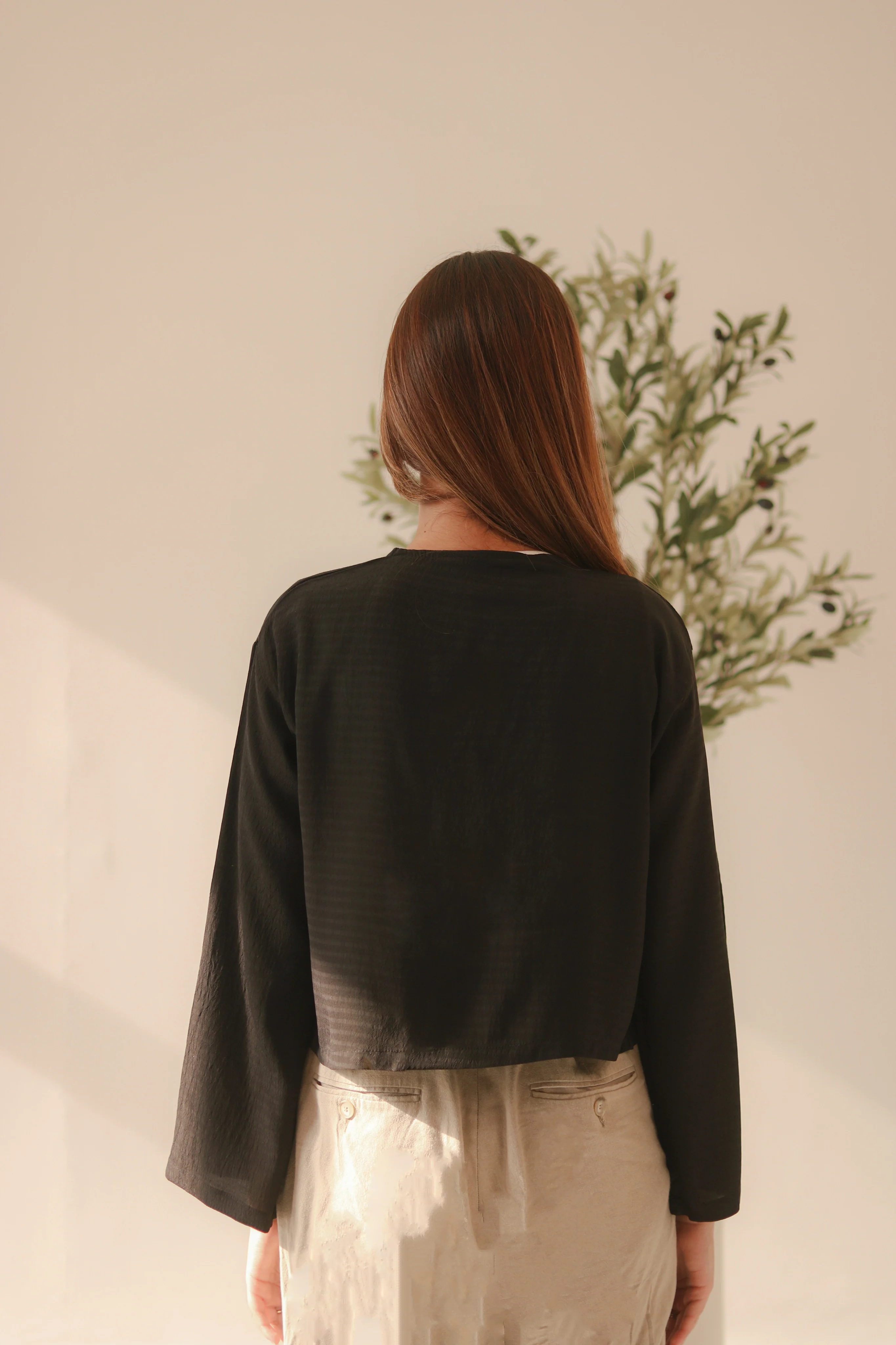 Black Front Double Tie Coverup Top - Image 7