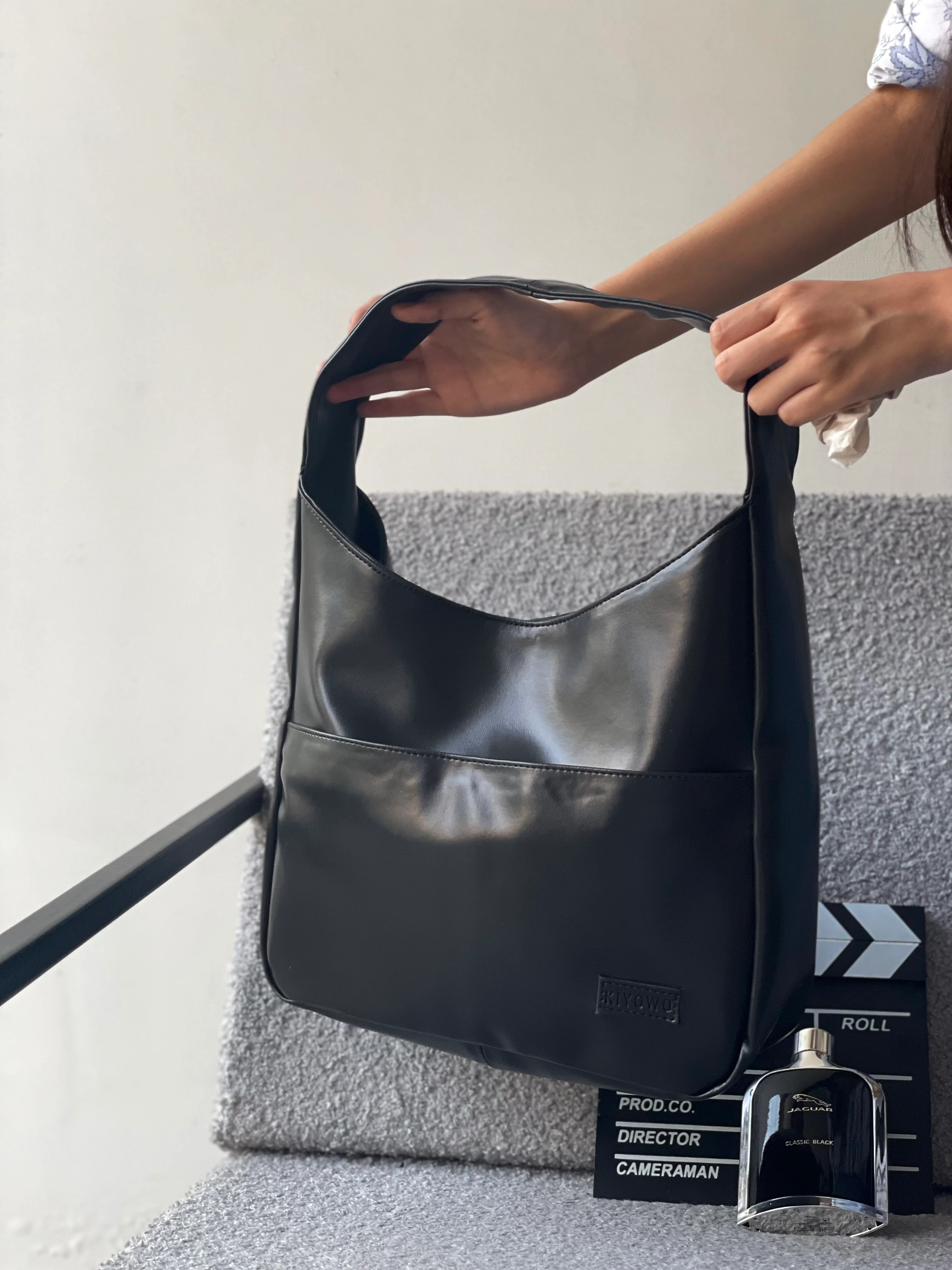Black Hobo Tote Bag - Image 6
