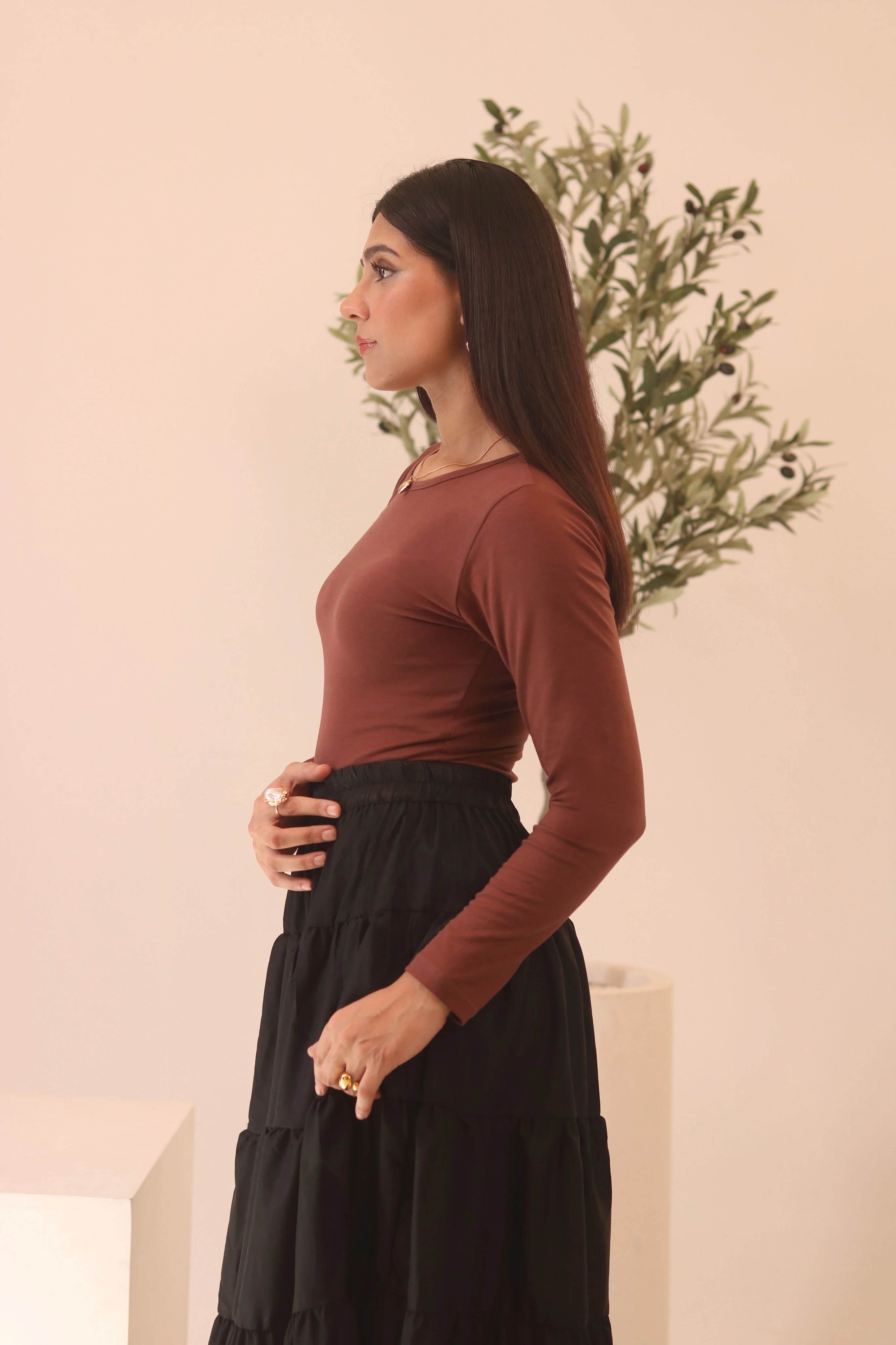 Brown Basic Fitted Full Bodysuit - Image 4