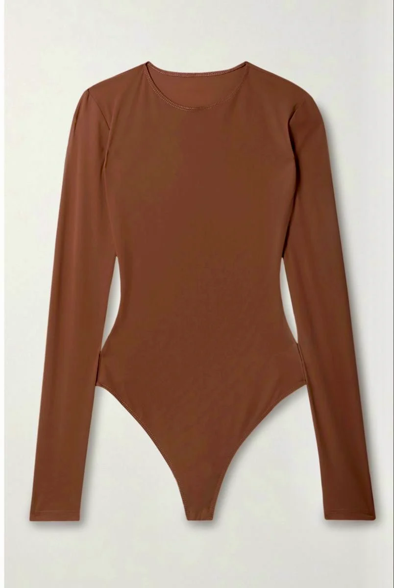 Brown Basic Fitted Full Bodysuit - Image 5