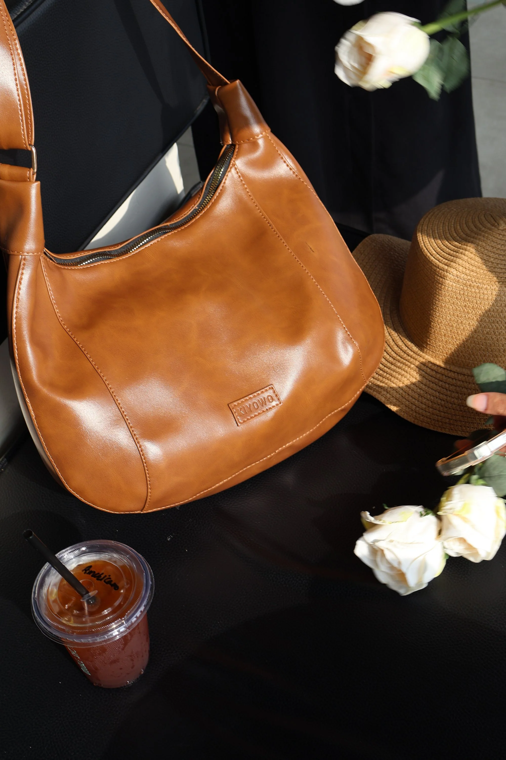 Brown Saddle Faux Leather Bag - Image 4