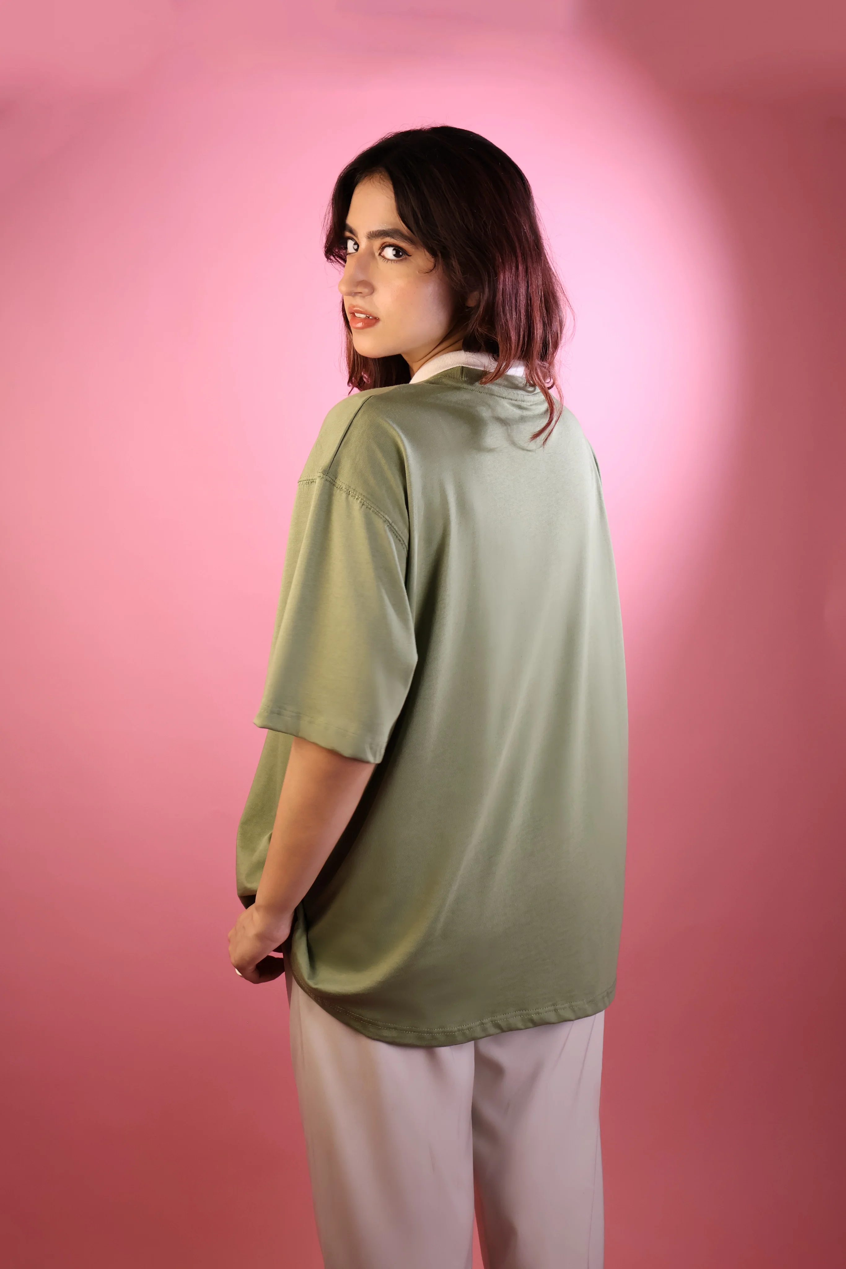Collared Matcha Oversized Tee - Image 3