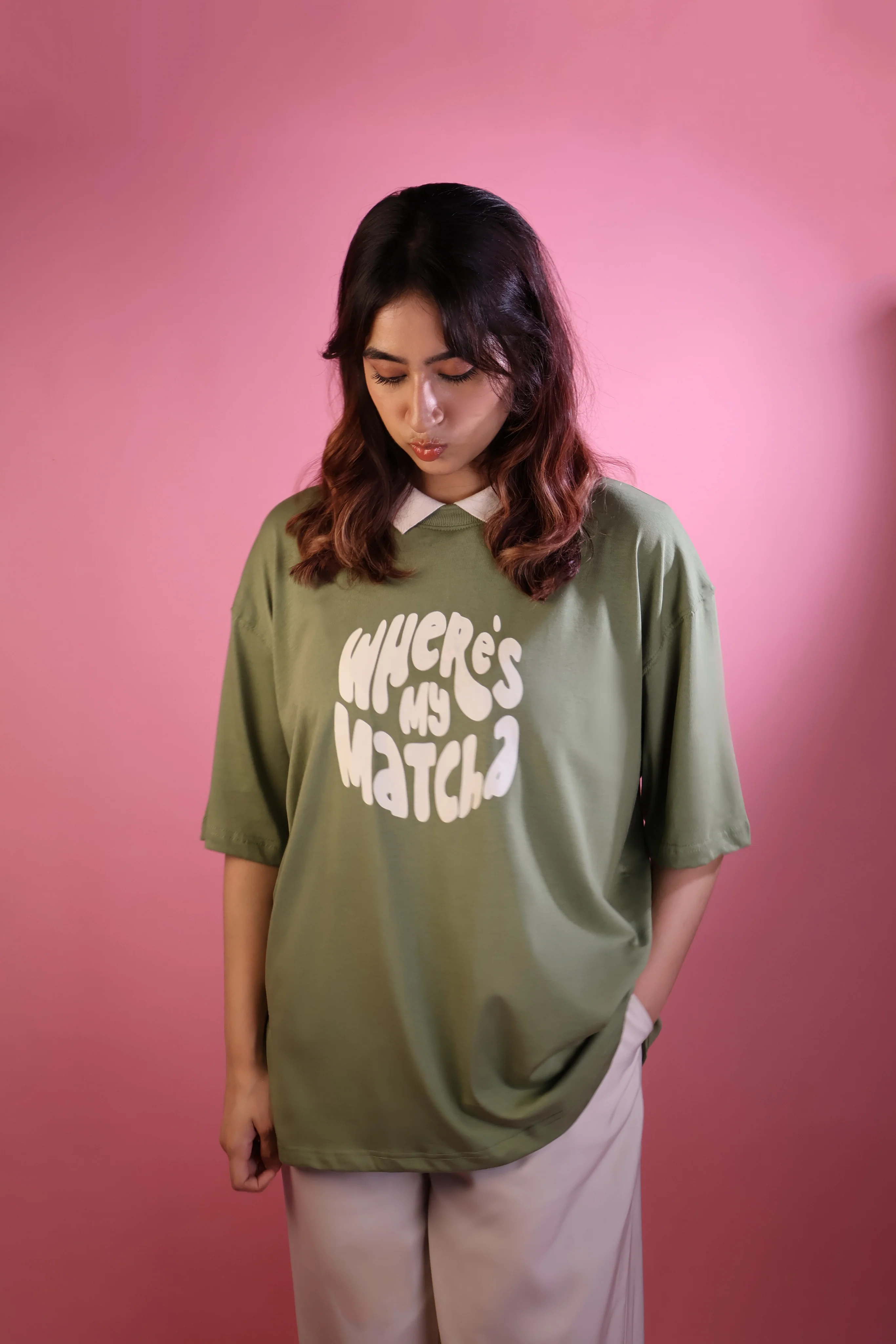 Collared Matcha Oversized Tee - Image 5