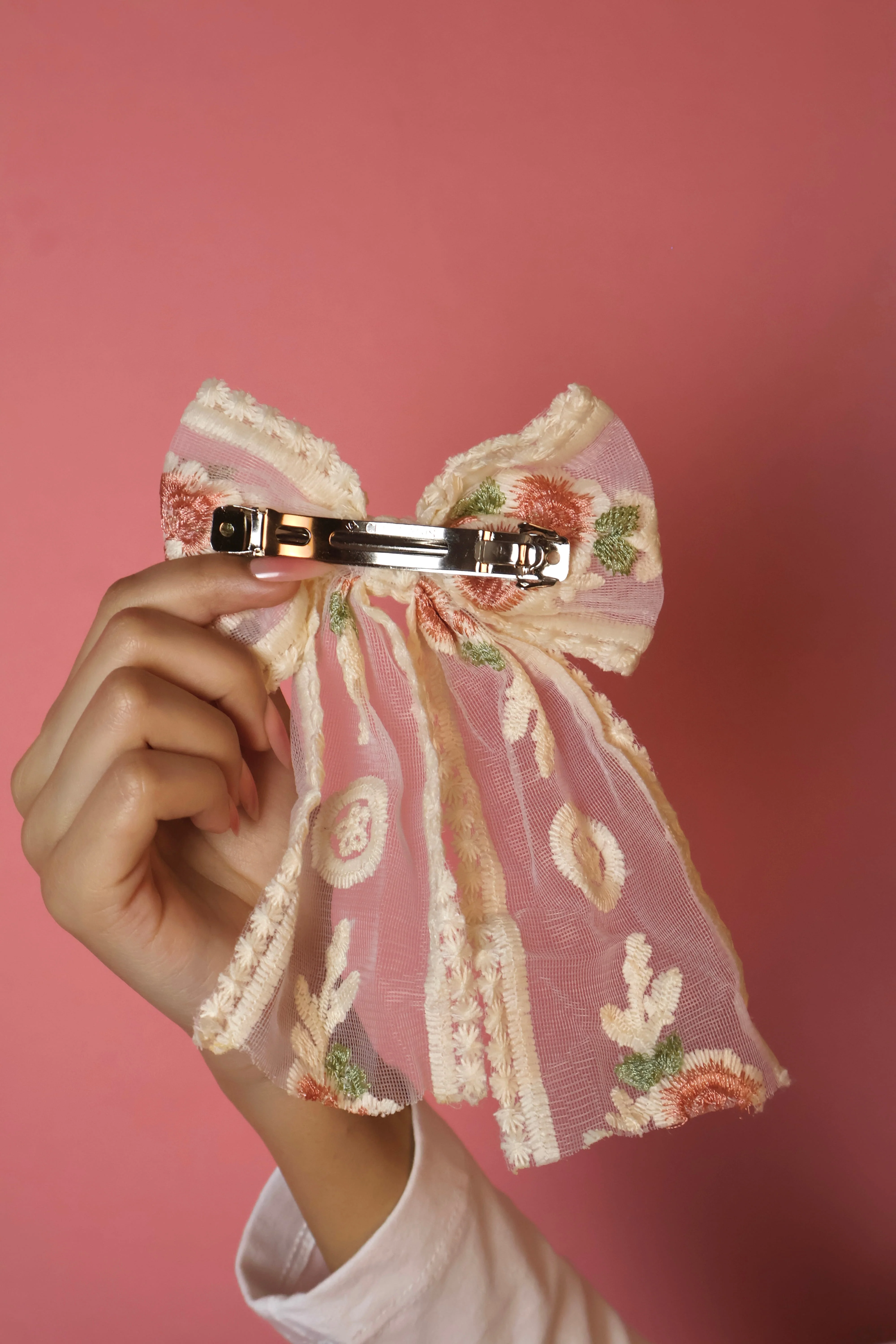 Floral Bow Hair Clip - Image 4