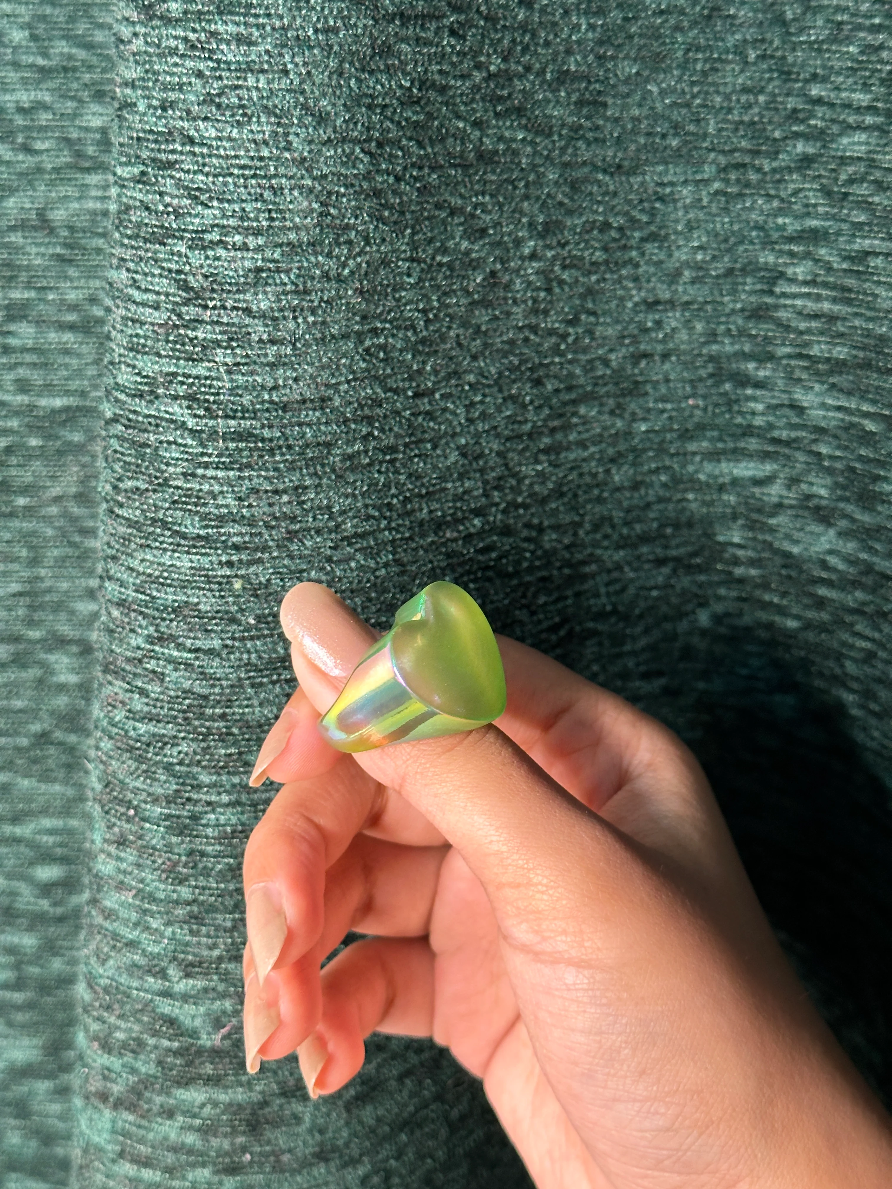 Holographic Block Heart Acrylic Ring - Image 11