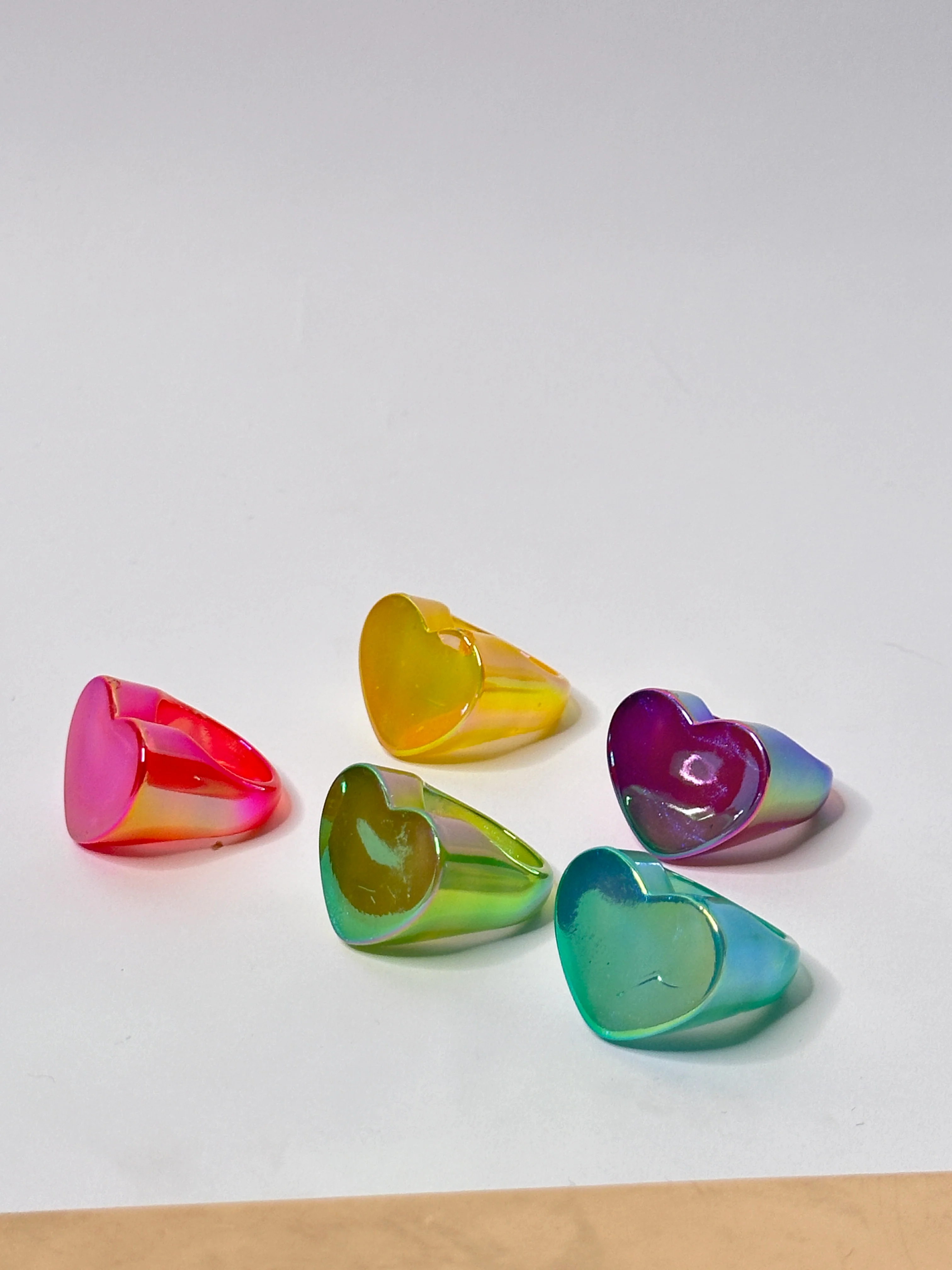 Holographic Block Heart Acrylic Ring - Image 3