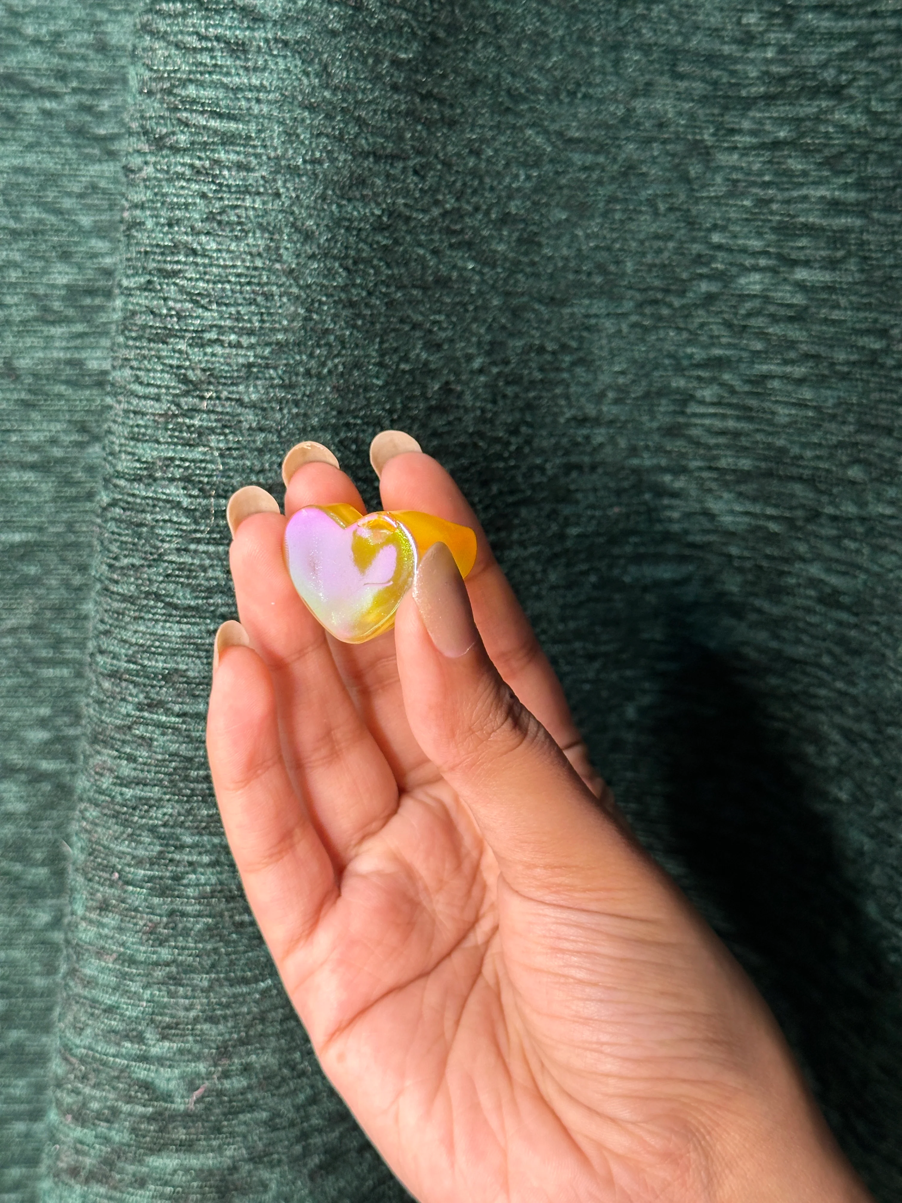 Holographic Block Heart Acrylic Ring - Image 8