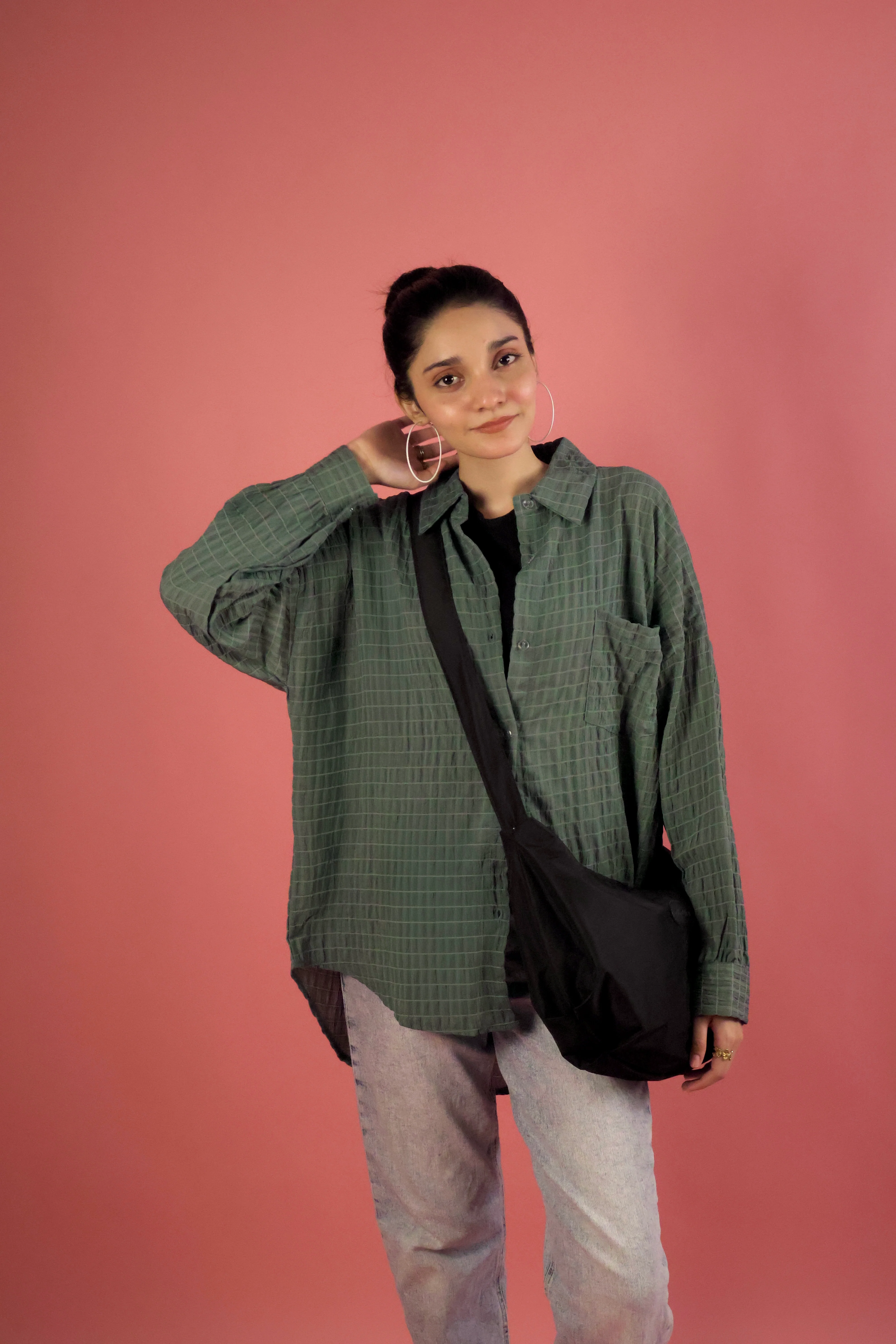 Unisex Black Canvas Sling Bag - Image 4