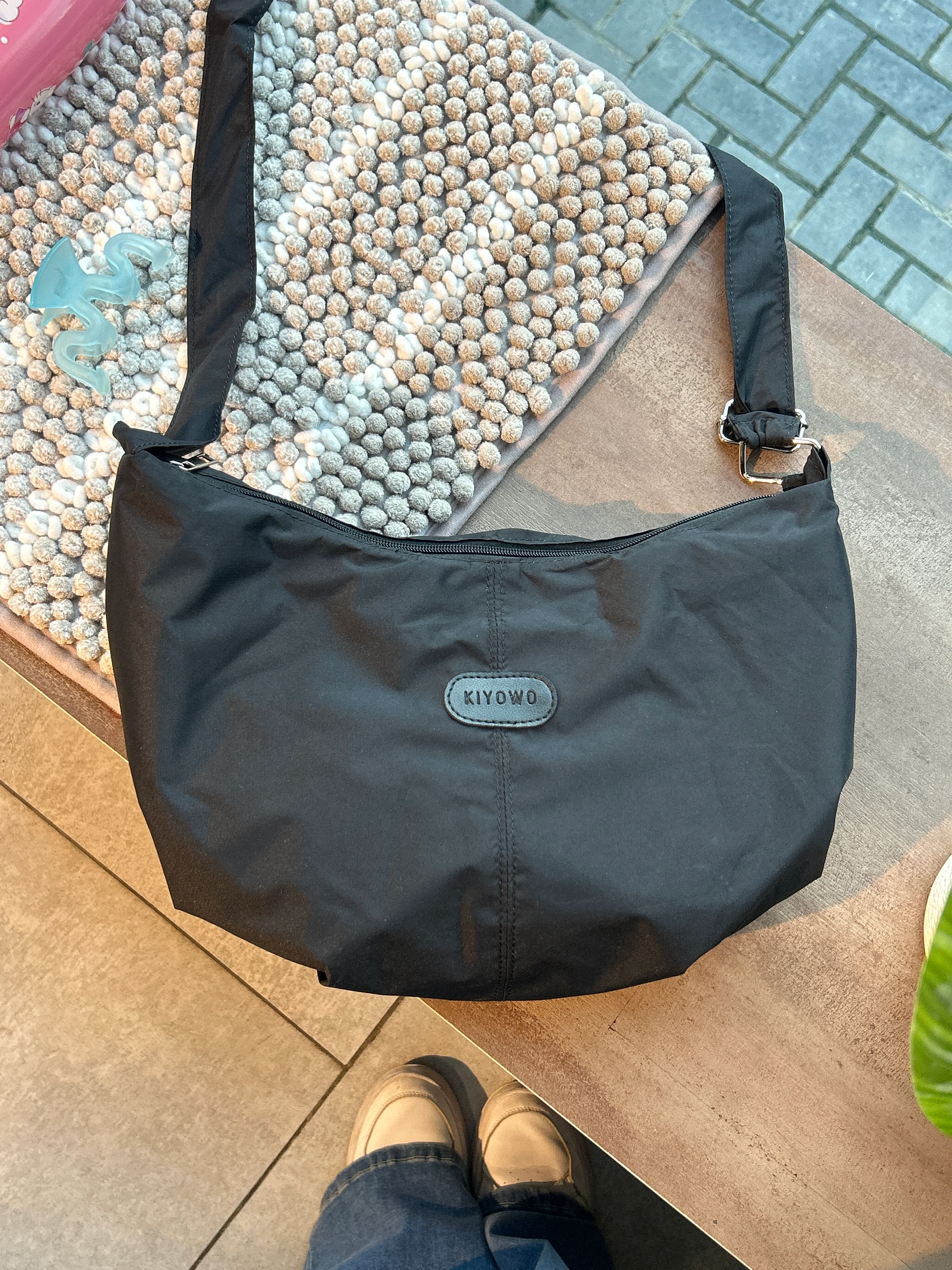 Unisex Black Canvas Sling Bag - Image 6