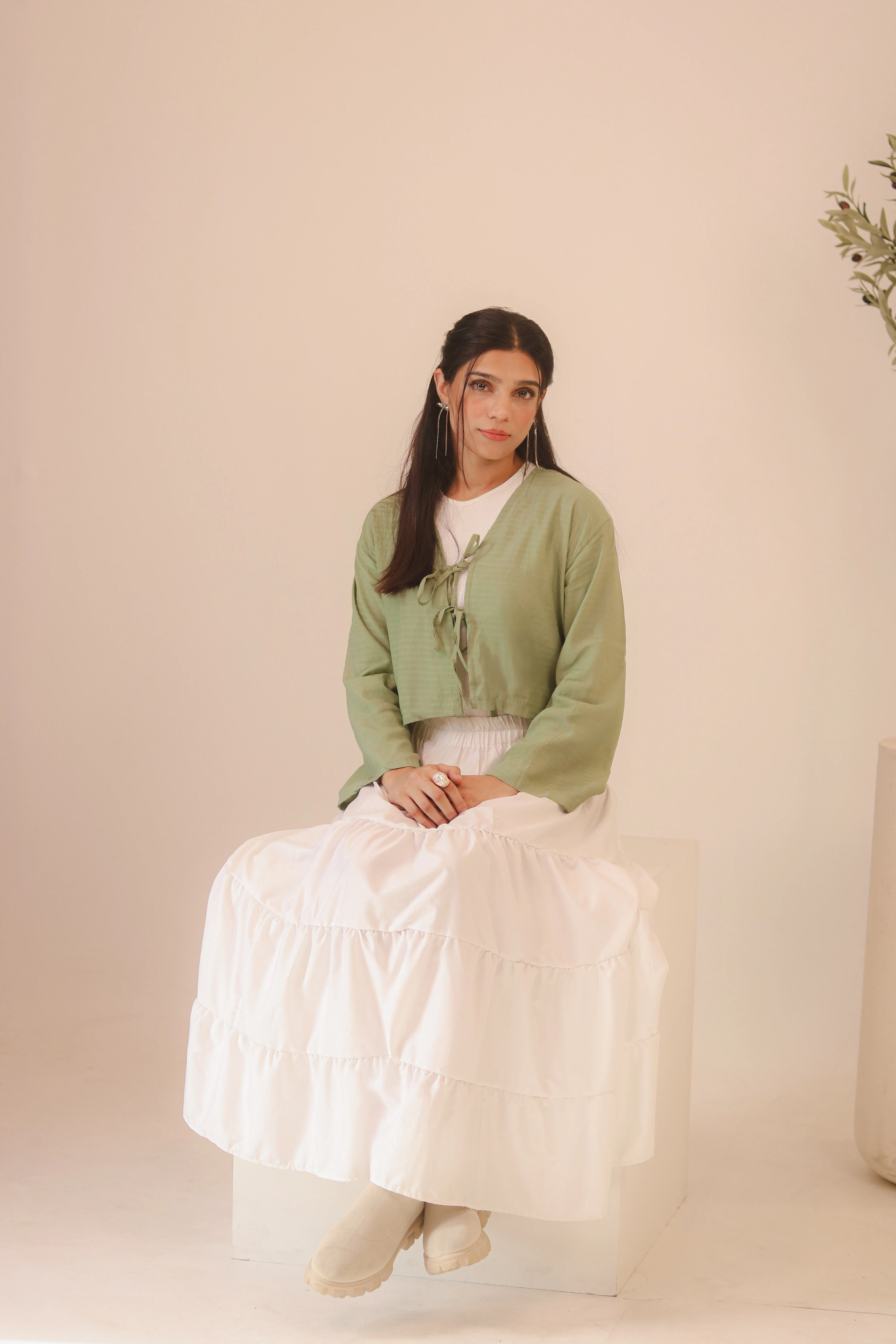 White 4-Tier Ruffle Maxi Skirt - Image 5