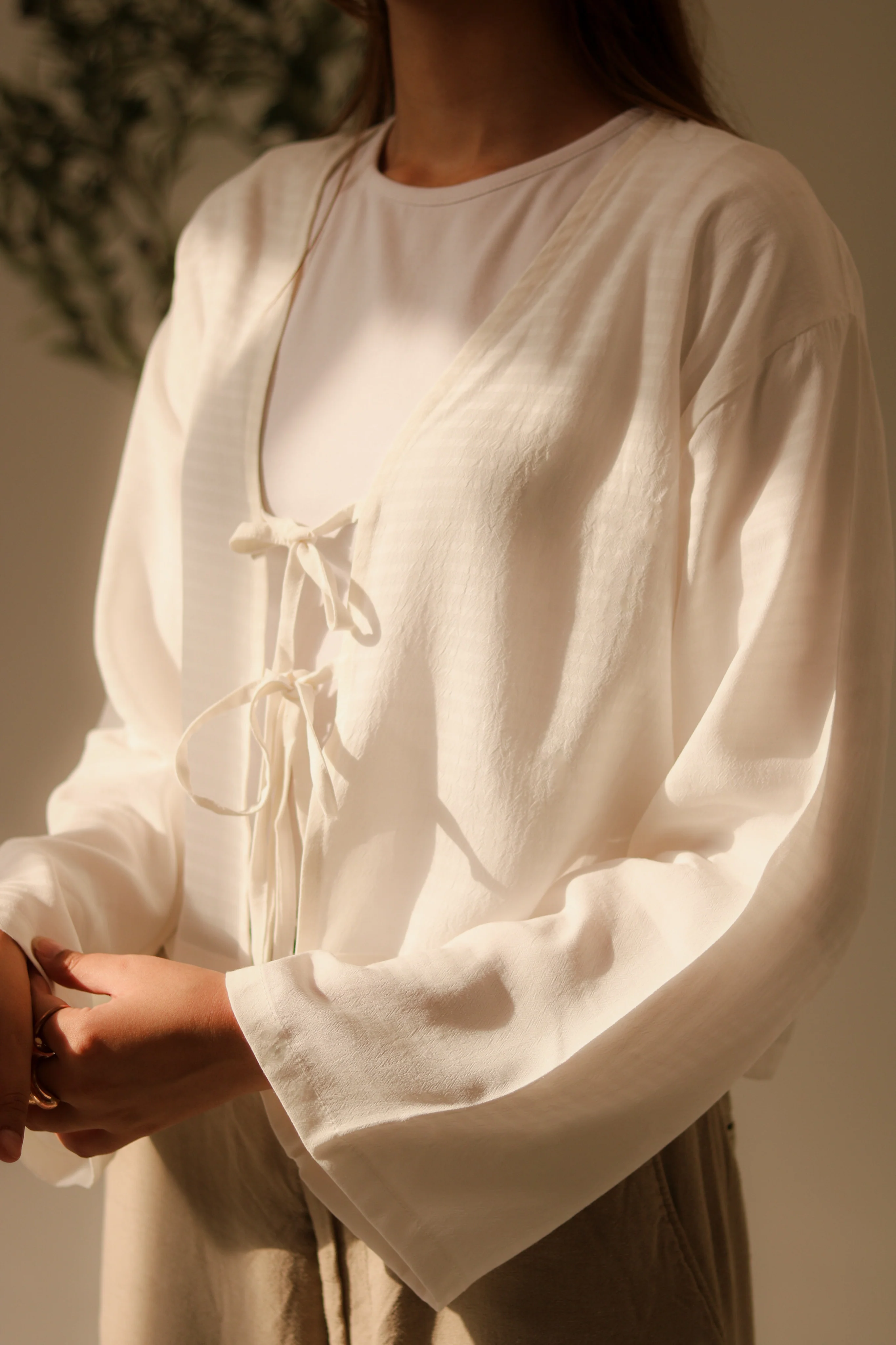 White Front Double Tie Coverup Top - Image 4