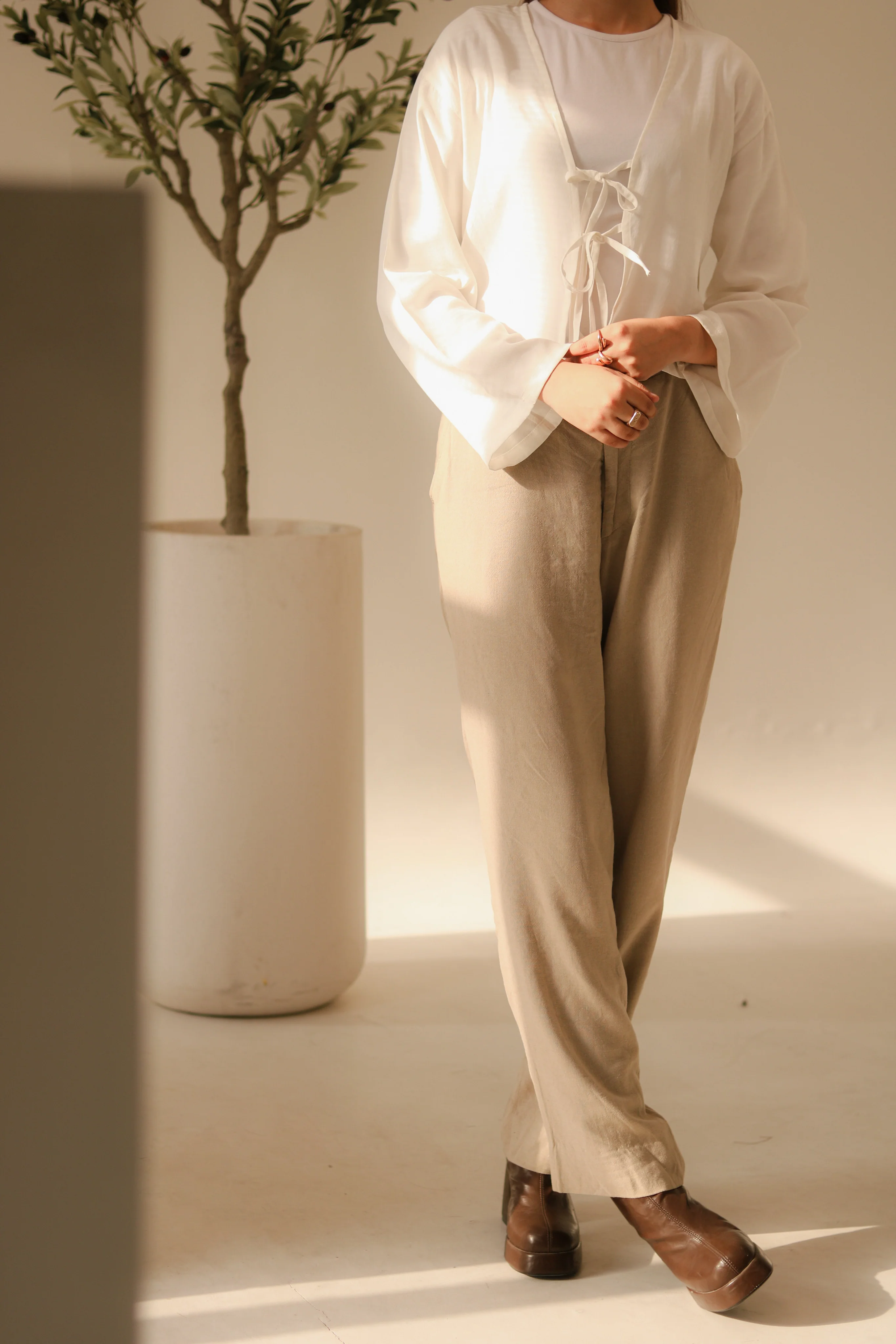 White Front Double Tie Coverup Top - Image 5