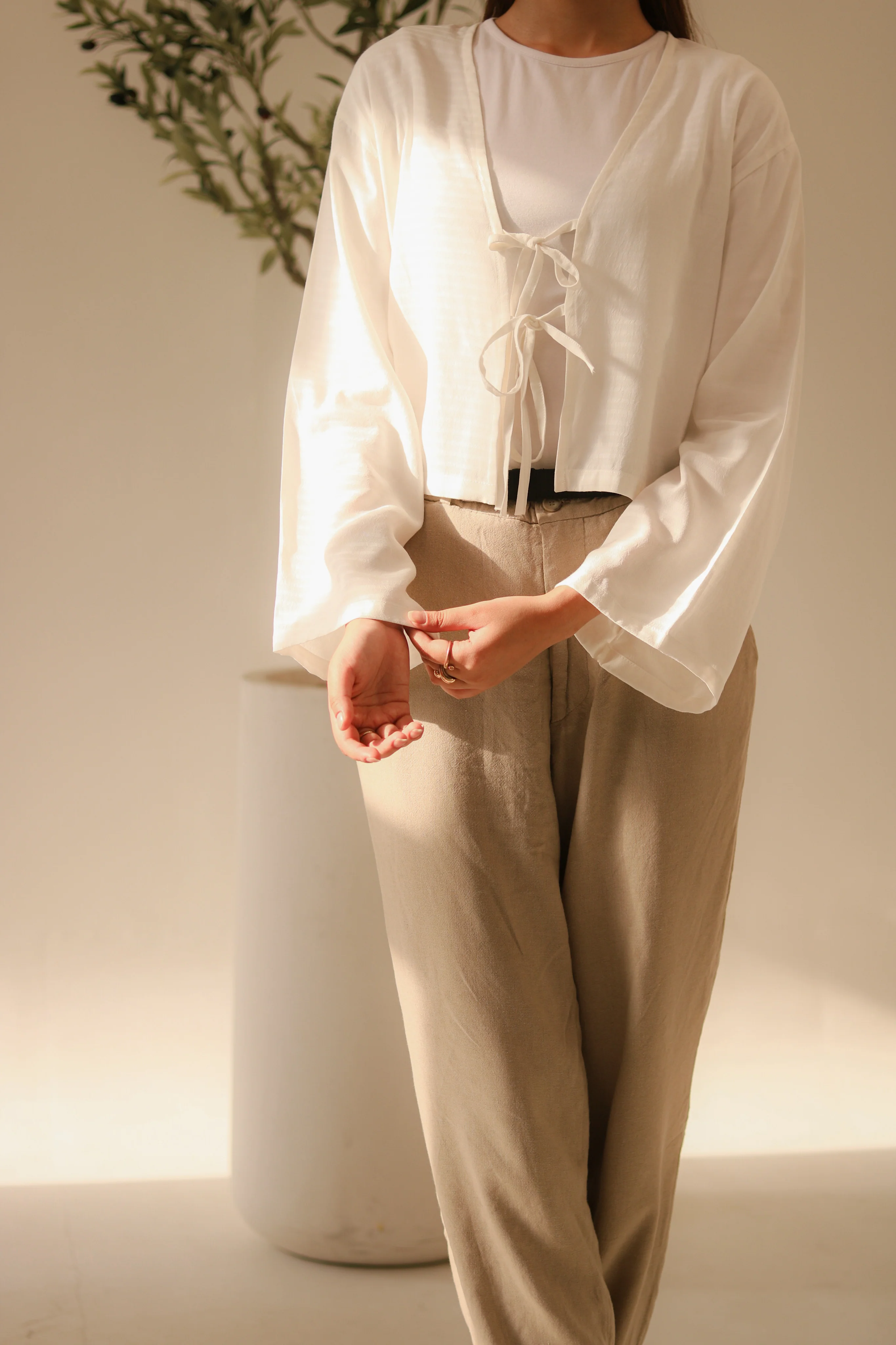 White Front Double Tie Coverup Top - Image 6