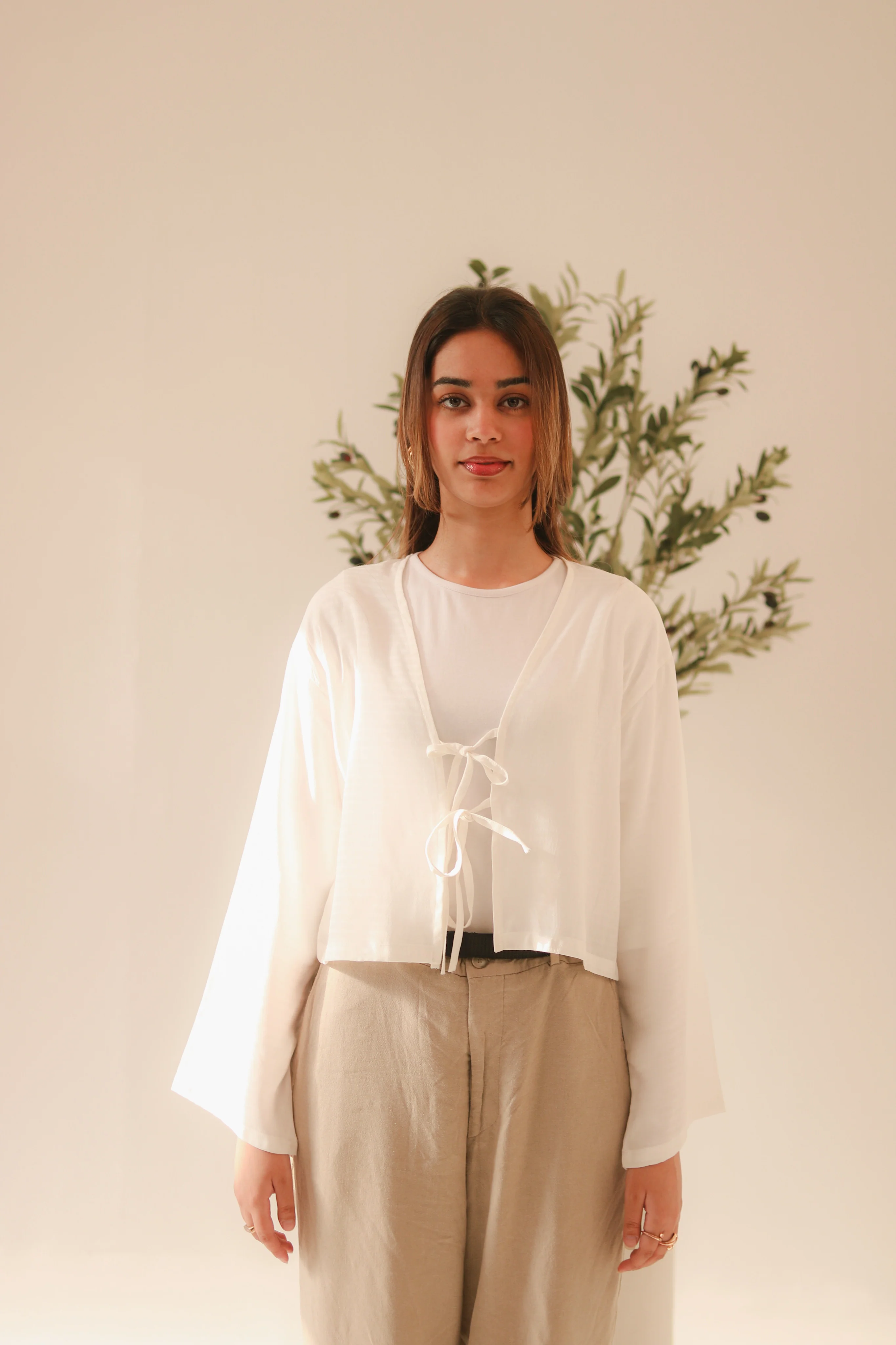 White Front Double Tie Coverup Top - Image 7