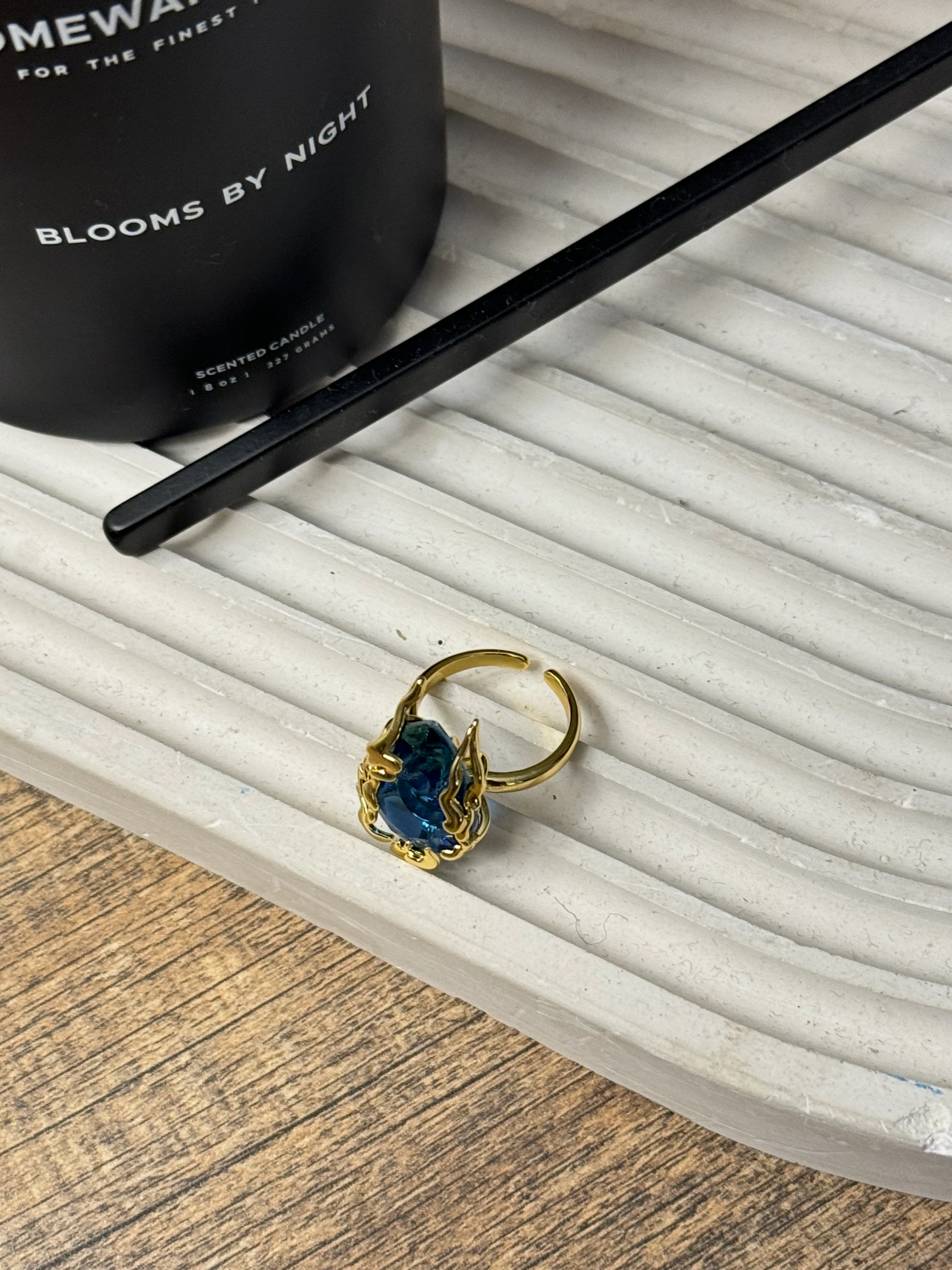 Zircon Drop Gold Adjustable Ring - Image 4